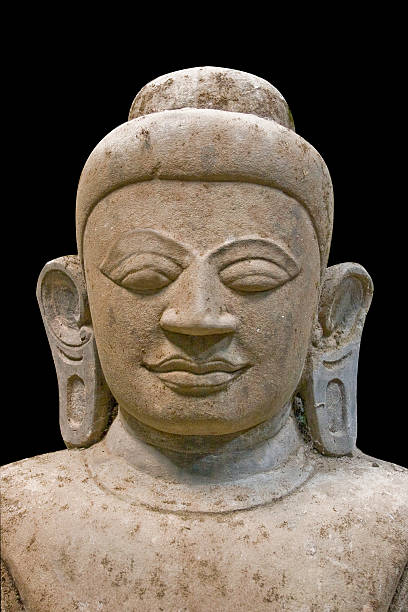 istock Portrait of buddha on black background 147267383