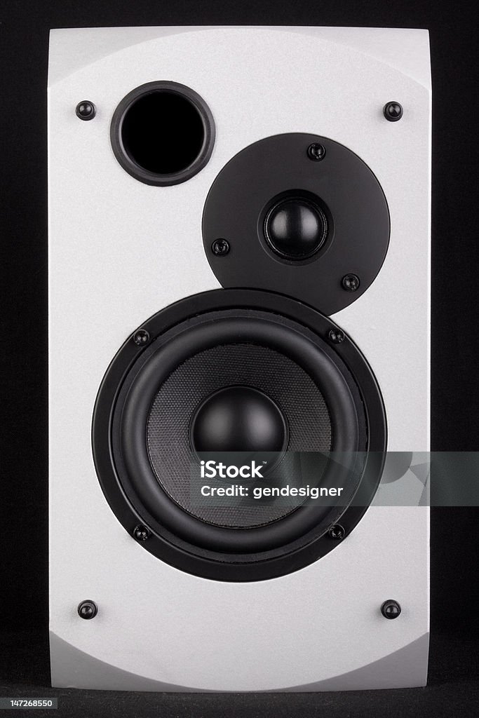 Sound speaker Photo of sound speaker system on dark background Acoustic Guitar Stock Photo