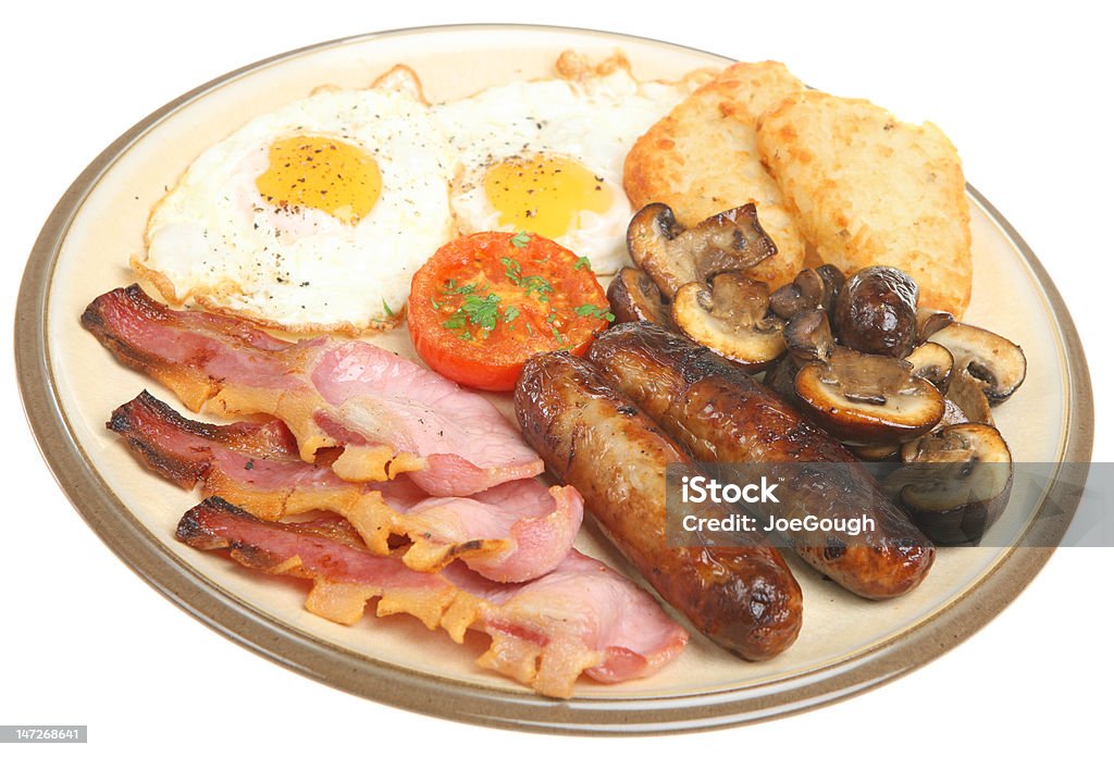 Pequeno-almoço inglês completo Frito - Royalty-free Fundo Branco Foto de stock