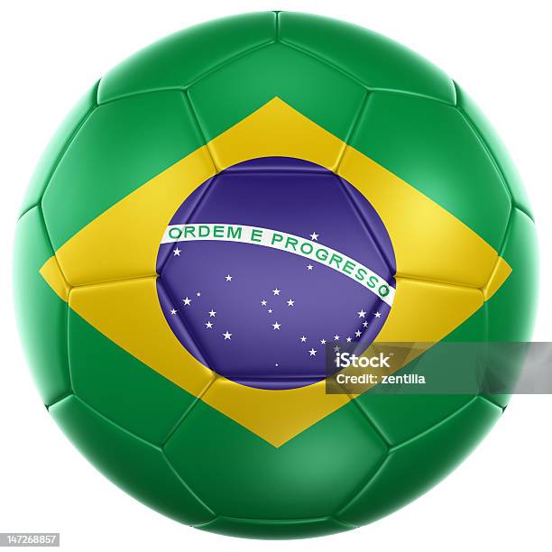 Bola De Futebol Brasileiro - Fotografias de stock e mais imagens de Bandeira - Bandeira, Bandeira Brasileira, Bandeira Nacional