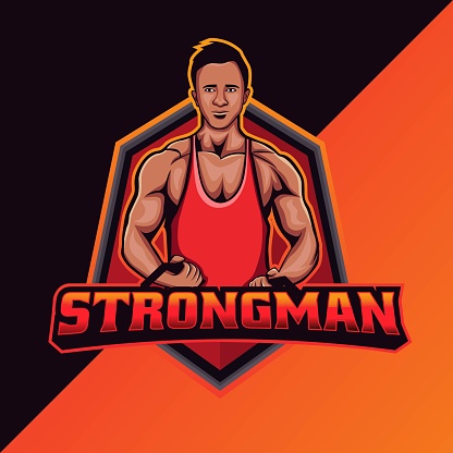 Strongman mascot logo template. perfect for team logo, merchandise, apparel, etc