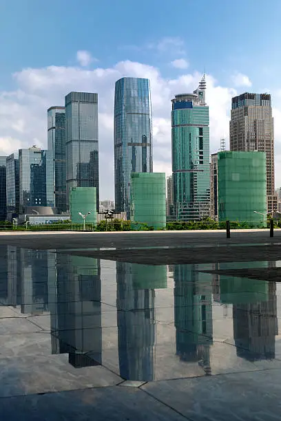 Office buildings and reflections