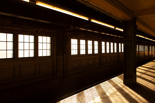 Sunlight shining into subway station in NYC