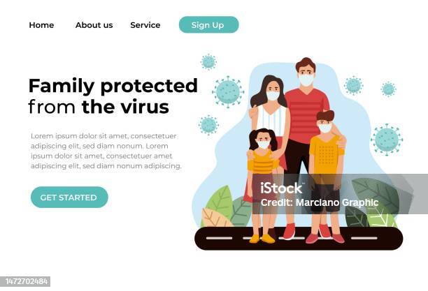 Konsep Desain Flat Modern Ilustrasi Landing Page Proteksi Virus