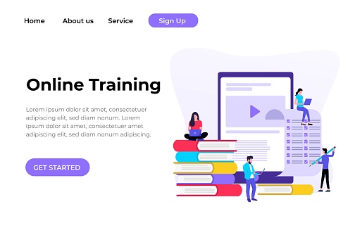 Modern flat design concept of education for website banner and landing page template.Online Training, training and courses, learning. Vector illustration.