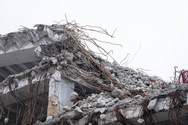 istock demolished buildings and debris removal work. 1472707484