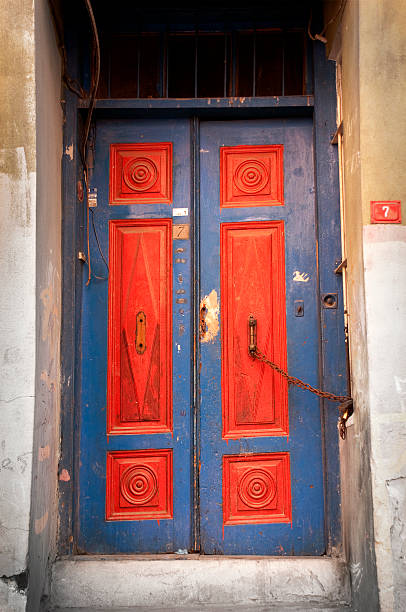 Old wooden door stock photo