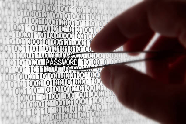 Shot of binary code and the word password stock photo