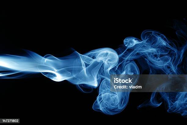 Blue Smoke Stock Photo - Download Image Now - Abstract, Backgrounds, Black Background