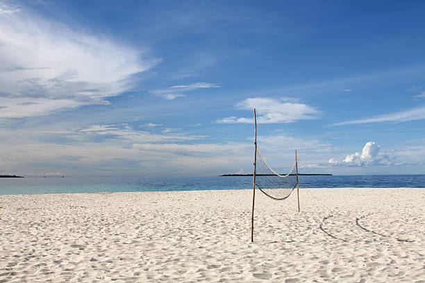 Volleyball on an empty beach stock photo