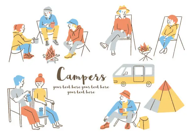 Vector illustration of Camping people _ set