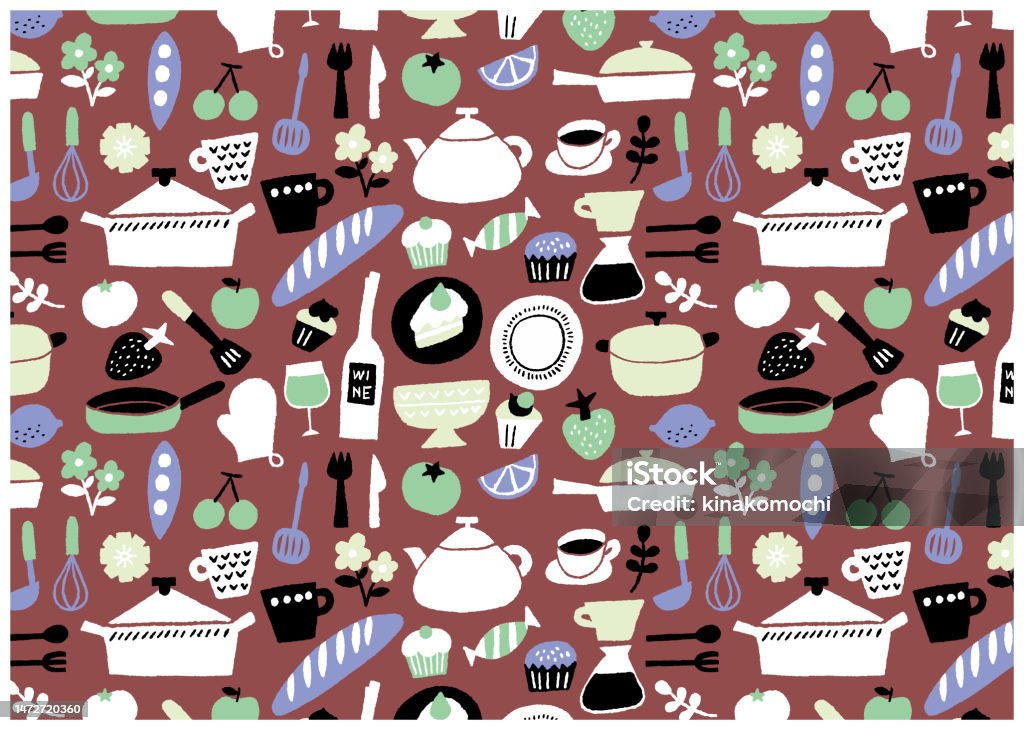 Kitchen Pattern Design Vector Kitchen Illustrationpatternseamless 03 Stock Illustration - Download ...