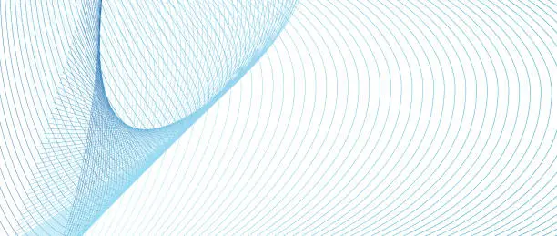 Vector illustration of Light blue technology pattern with V-shaped element. Abstract design. Vector curved thin lines with gradient. Colored template with copy space. Geometric background for banner, certificate, ticket, presentation. EPS10 illustration