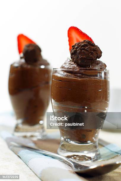 Chocolate Mousse Strawberry Stock Photo - Download Image Now - Brown, Chocolate, Cream - Dairy Product