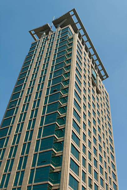 istock Modern Skyscraper Office Building Shanghai China Blue Sky Background 147272434