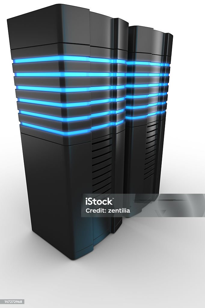 Rack servers on white background 3d rendering of futuristic servers on a white background Black Color Stock Photo