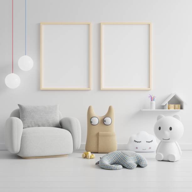 Mockup nursery room, kids room,wall frame mockup.