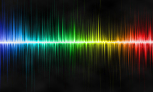 Colourful sound or music waves on black background