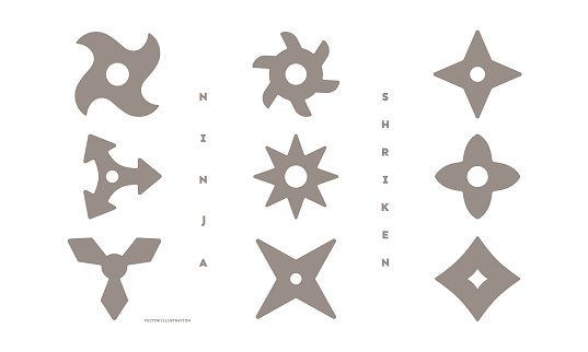 Shuriken icon set ninja vector illustration