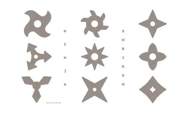 Vector illustration of Shuriken icon set ninja vector illustration