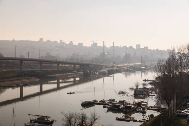 istock Sunset over Sava river in Belgrade, Serbia 1472737060