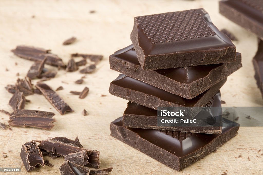 chocolate chunks stacked pile of chocolate pieces Block Shape Stock Photo