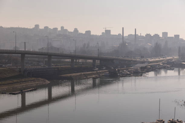 istock Sunset over Sava river in Belgrade, Serbia 1472738926