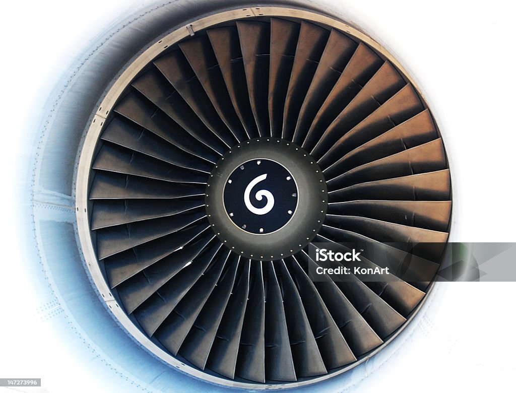 Turbina sobre fundo branco com Spin direção símbolo - Foto de stock de Aviação Geral royalty-free