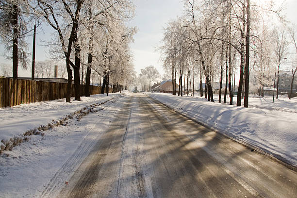 winter in the street stock photo