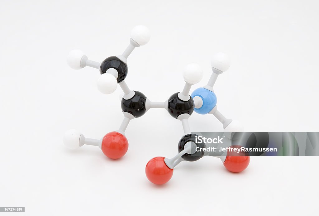 Molecola Threonine Aminoacido - Foto stock royalty-free di Aminoacido