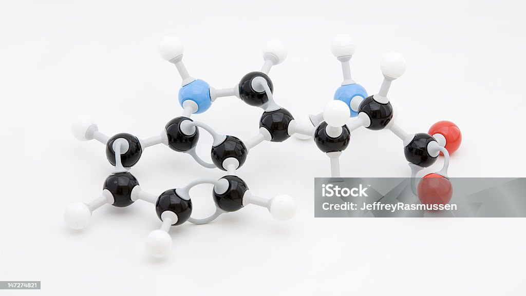 Tryptophan Aminosäure-Molekül - Lizenzfrei Aminosäure Stock-Foto