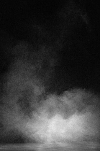 Dry white ice smoke clouds fog empty stage textured.