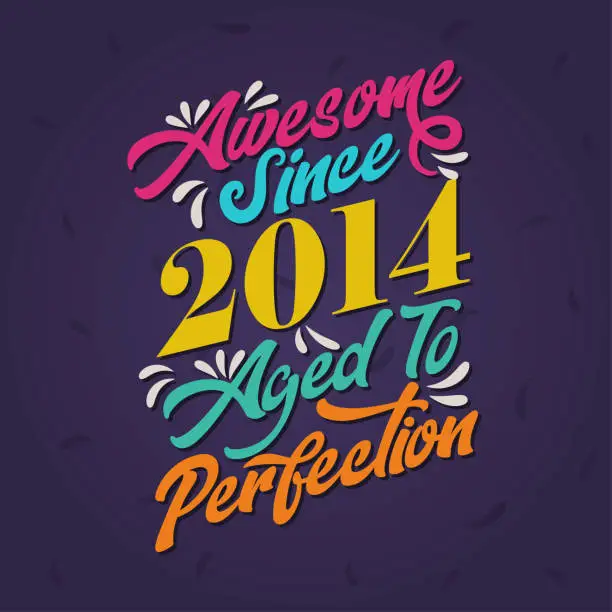 Vector illustration of Awesome since 2014 Aged to Perfection. Awesome Birthday since 2014 Retro Vintage