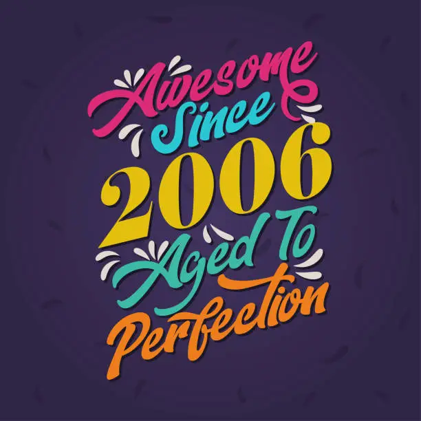 Vector illustration of Awesome since 2006 Aged to Perfection. Awesome Birthday since 2006 Retro Vintage