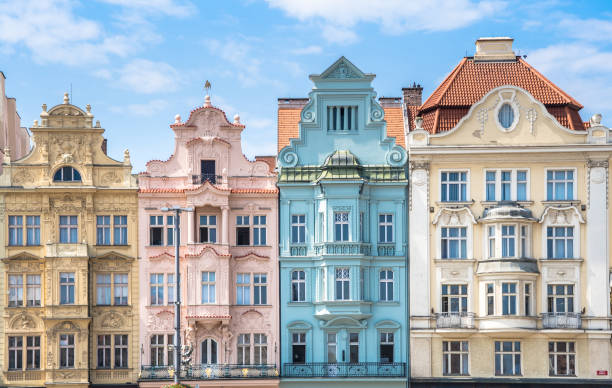 Square of the Republic, Pilsen, Czech Republic Buildings of Square of the Republic in Pilsen, Czech Republic former czechoslovakia stock pictures, royalty-free photos & images