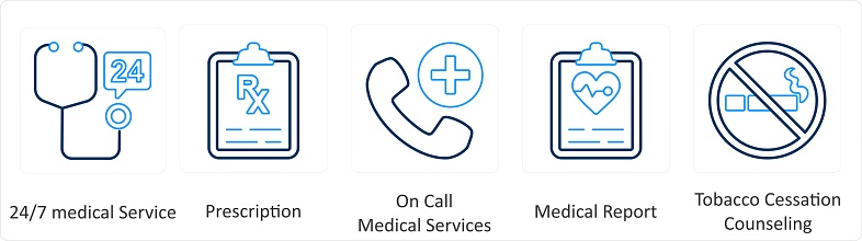 These are beautiful handcrafted pixel perfect Black and Blue Line Medical icons