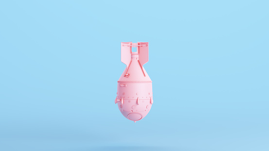 Pink Nuke Atomic Bomb Thermonuclear Soft Gen Z Kitsch Blue Background 3d illustration render digital rendering