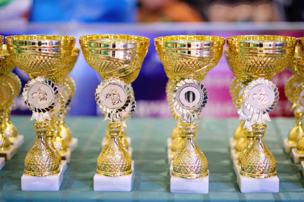 istock Cups for awarding champion dogs close-up 1472756565