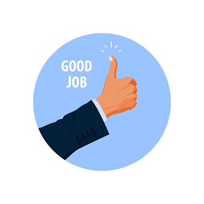 Business person hands. Vector illustration.Satisfaction