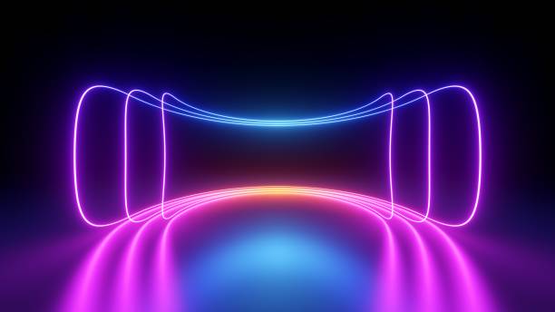 istock 3d render, abstract neon background with colorful glowing lines. Technology wallpaper 1472759080