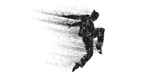 illustrations, cliparts, dessins animés et icônes de silhouette abstraite d’un jeune danseur hip-hop, homme breake dance, isolé sur fond blanc. illustration vectorielle - danseur