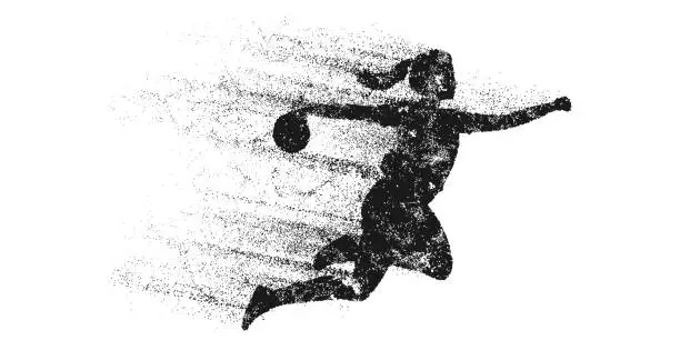 Vector illustration of Abstract silhouette of a handball player on white background. Handball player woman are throws the ball. Vector illustration