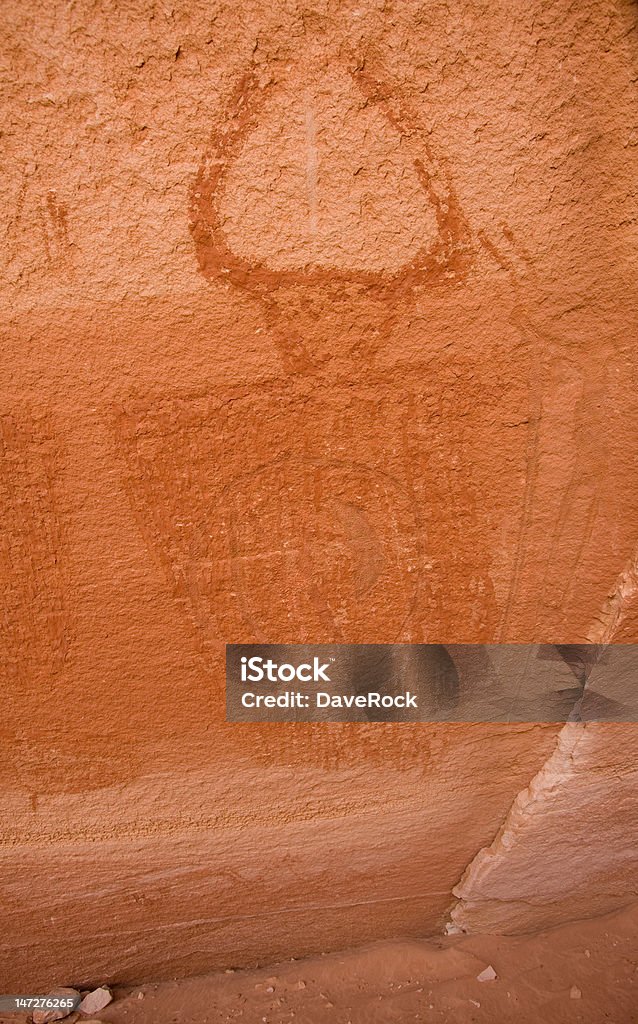 Pictographs of Horseshoe Canyon Close up of ancient Native American pictograph located at the 'Alcove Site' inside Horseshoe Canyon, Canyonlands National Park, Utah. American Culture Stock Photo