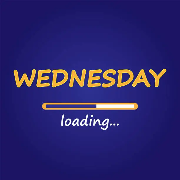 Vector illustration of Wednesday loading. Days of week template. The wensday is loading. The loading sign under day of week. Vector image