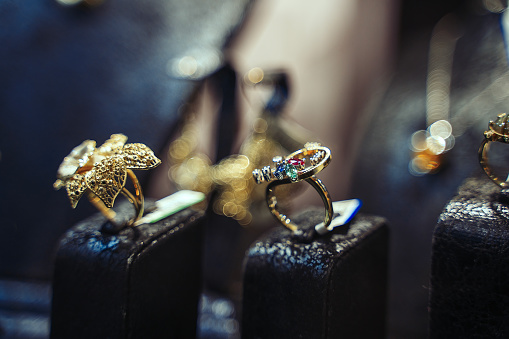 Earring, Neckleck, Rings in Jewelry store