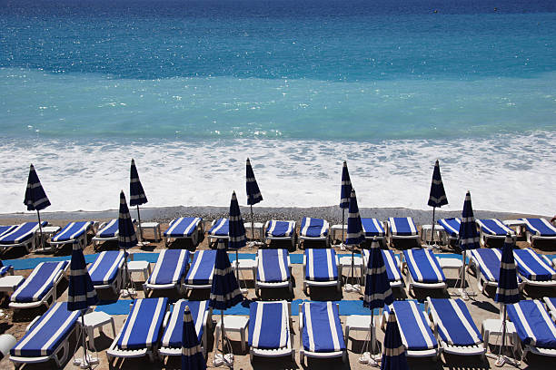 loungers on the beach, Nice, France