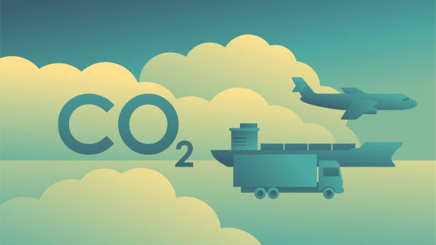 ilustrações de stock, clip art, desenhos animados e ícones de co2 emissions of transportation sector - world record illustrations