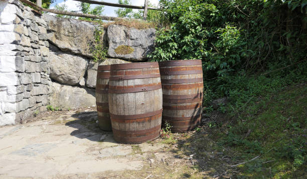 istock Old Solid Oak Wooden Whisky Barrel 1472766584