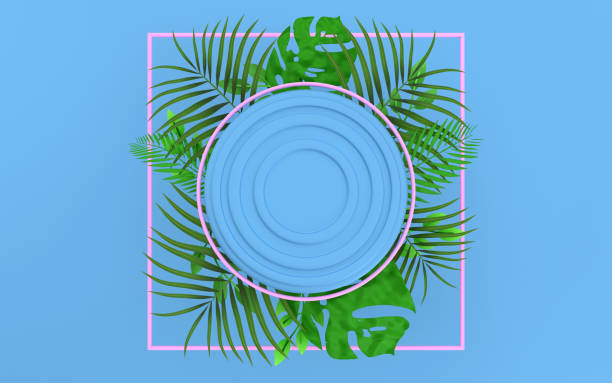 istock Summer Poster with Tropical Leaves on Blue 1472769030