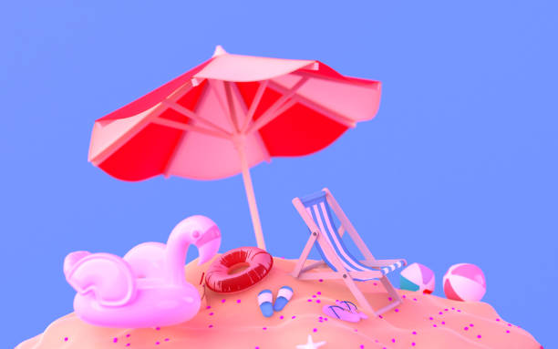 istock Summer Vacation in a Deserted Island on Blue Background 1472770079